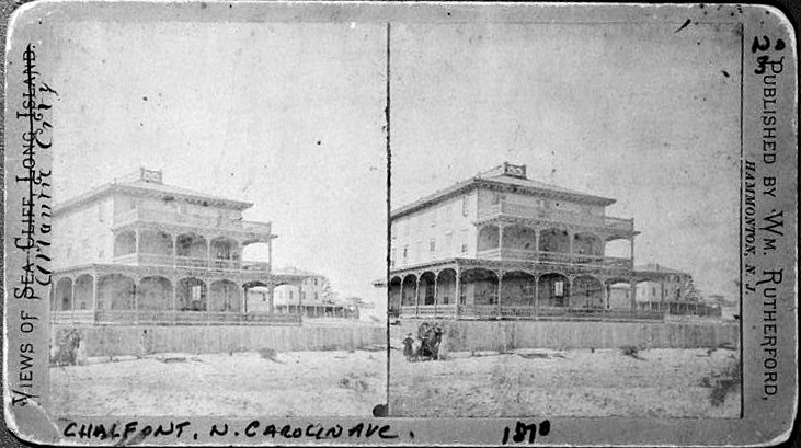 Chalfonte Hotel, Atlantic City New Jersey STEREOTYPICAL VIEW OF 1878, FROM HESTON COLLECTION, ATLANTIC CITY PUBLIC LIBRARY