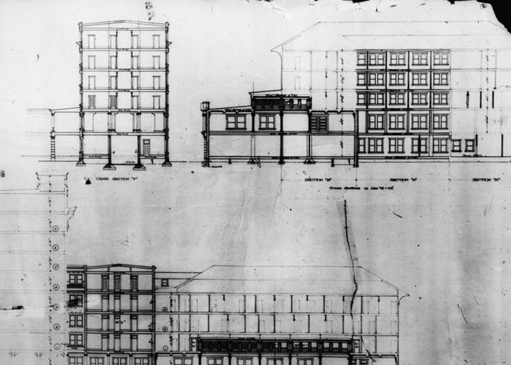 Chalfonte Hotel, Atlantic City New Jersey ORIGINAL DRAWING OF 1904 STRUCTURE, SECTIONS OF F & E BUILDINGS. ADDISON HUTTON COLLECTION