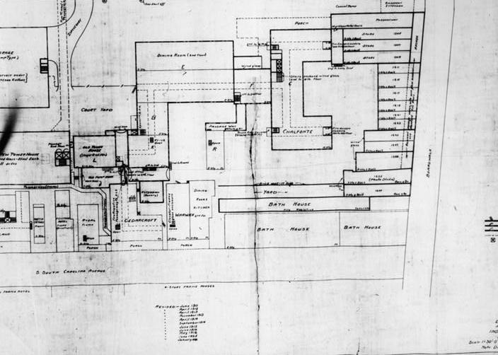 Chalfonte Hotel, Atlantic City New Jersey DRAWING OF STRUCTURE AND LOT LINES, 1928. ADDISON HUTTON COLLECTION
