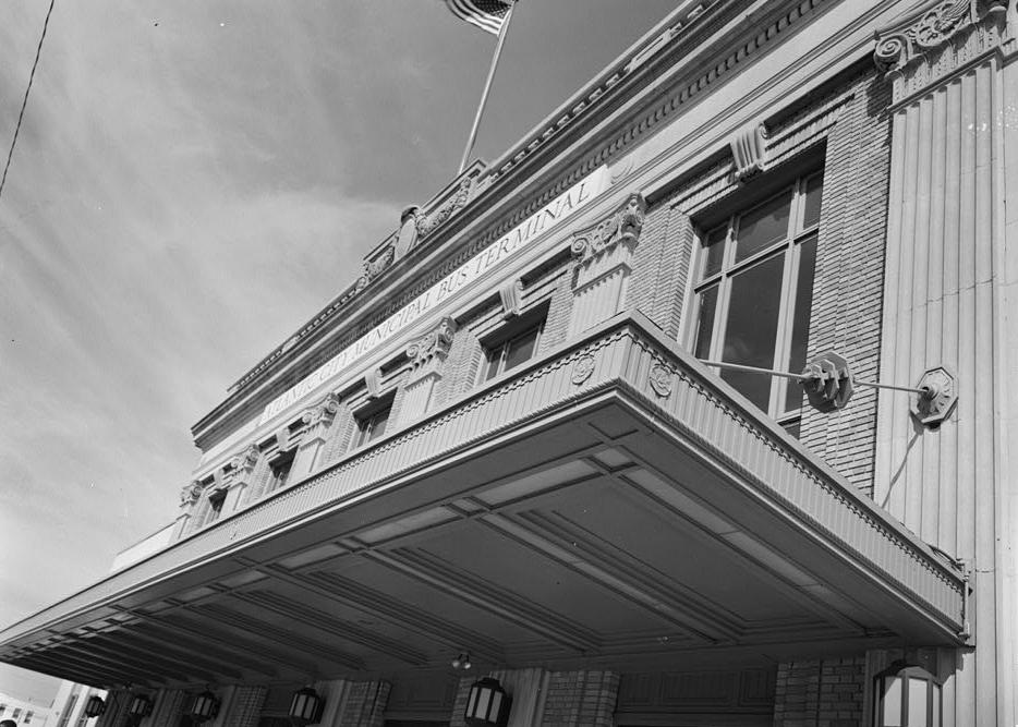 Union Station - Bus Terminal, Atlantic City New Jersey 1995 SOUTH AND EAST EDGES AND UNDERSIDE OF MARQUEE ON SOUTH FRONT LOOKING NORTHWEST