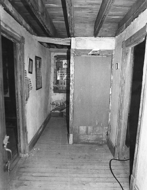 East Point Lighthouse, Maurice River New Jersey 1995 1<sup>st</sup> floor level; hallway, taken from front door entryway. Closed door to the cellar is in view.