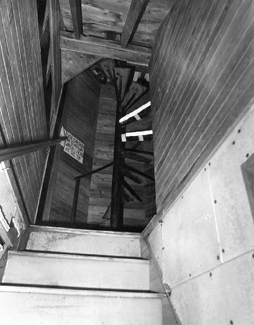 East Point Lighthouse, Maurice River New Jersey 1995 2nd floor level; bottom of stairwell looking up toward the attic level.