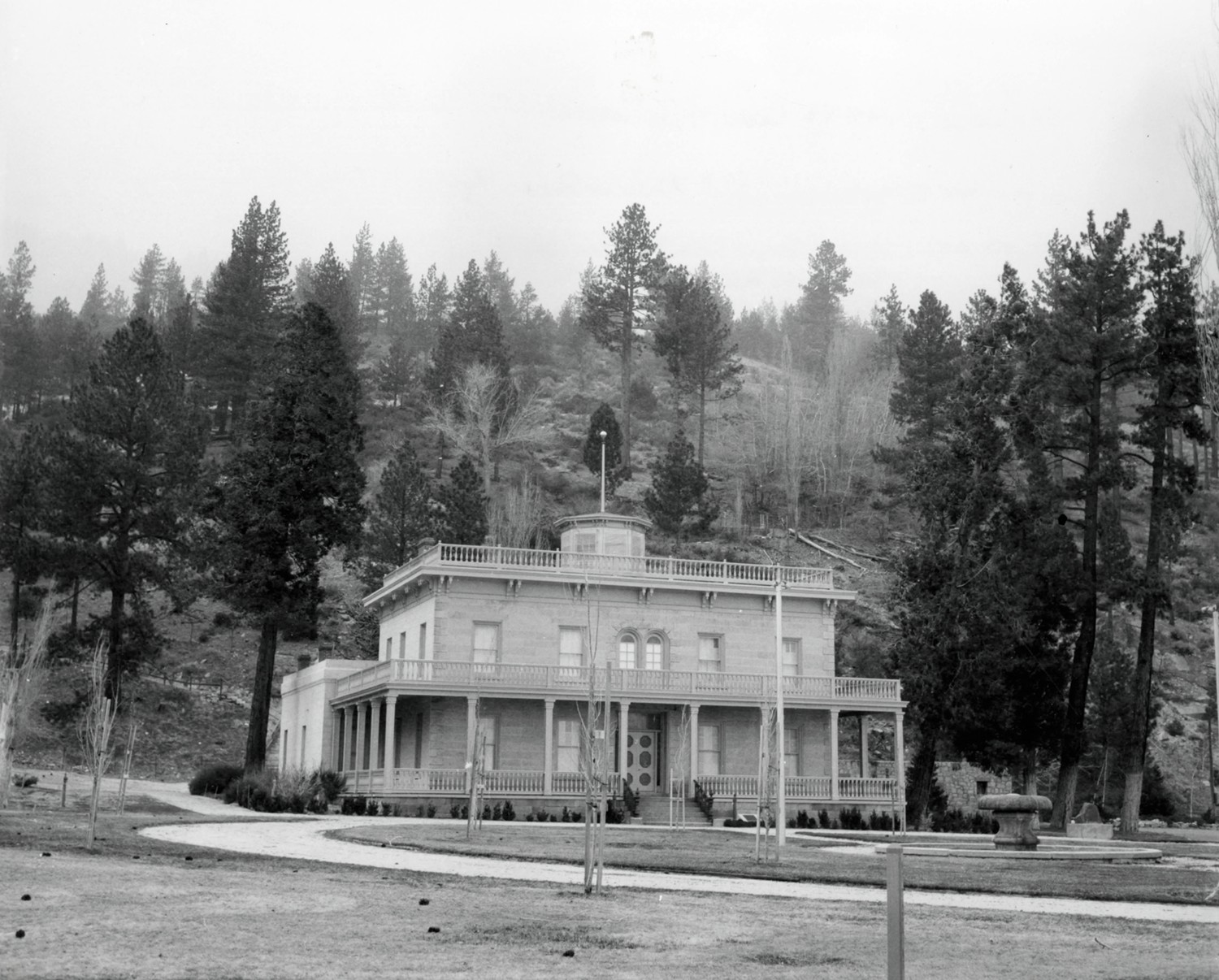 View to west showing east front and south side (1975)