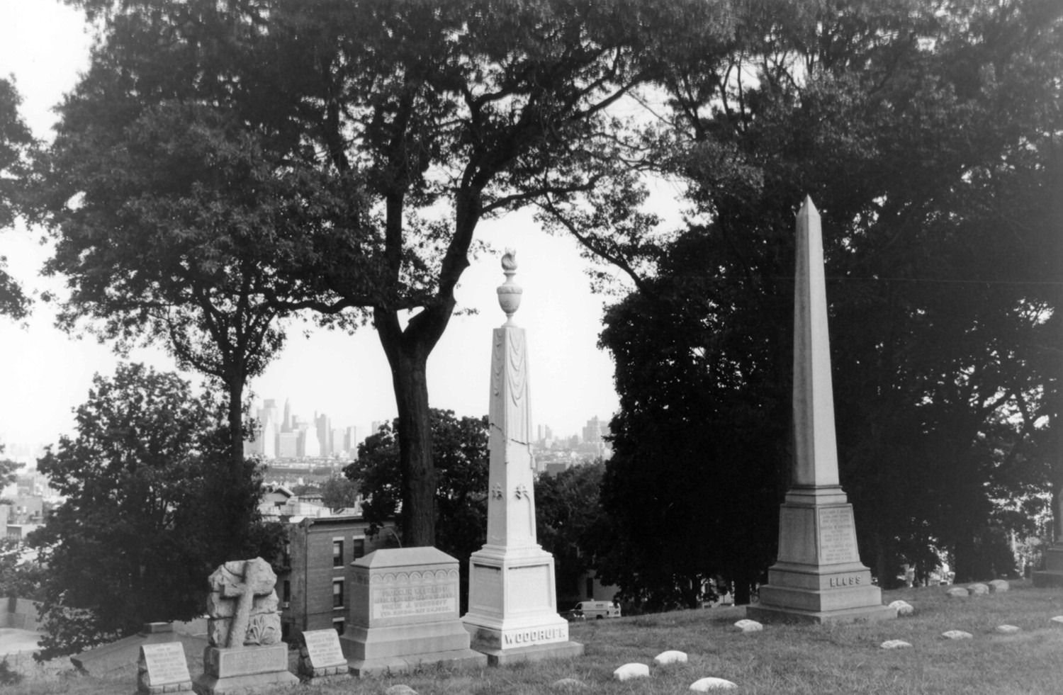 Green-Wood Cemetery-Greenwood, Brooklyn New York The view from Battle Hill near Minerva looking toward Manhattan (2005)