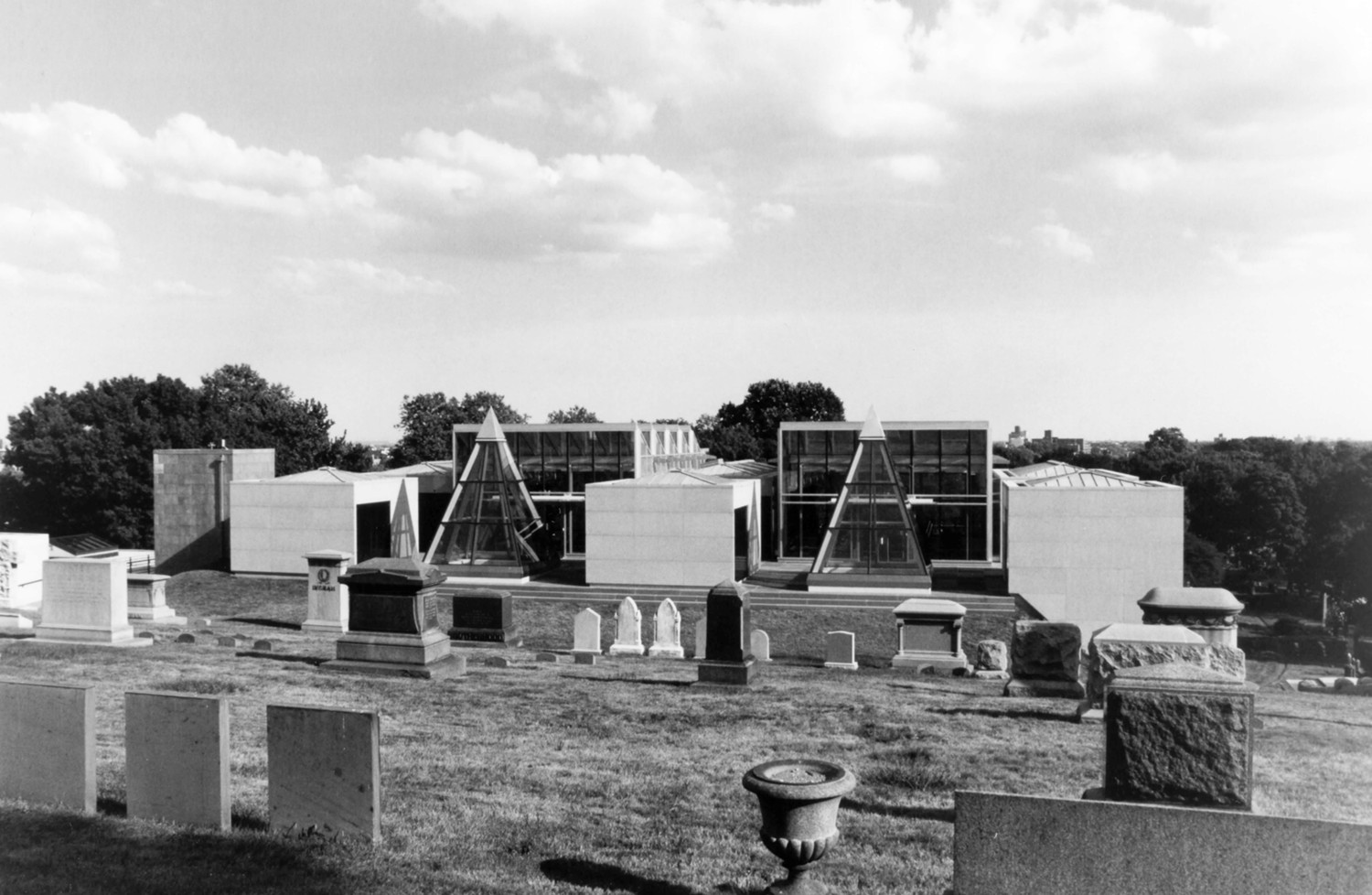 Green-Wood Cemetery-Greenwood, Brooklyn New York Upper view of the multi-phase Hillside Community Mausoleum by Platt Byard Dovell White Architects (2005)