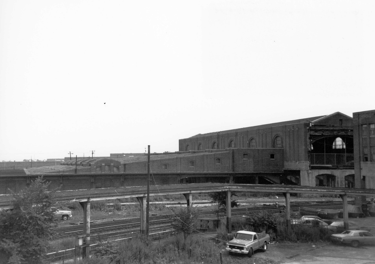 New York Central Terminal, Buffalo New York View of Train Platforms showing demolition of Connecting Wing (1983)