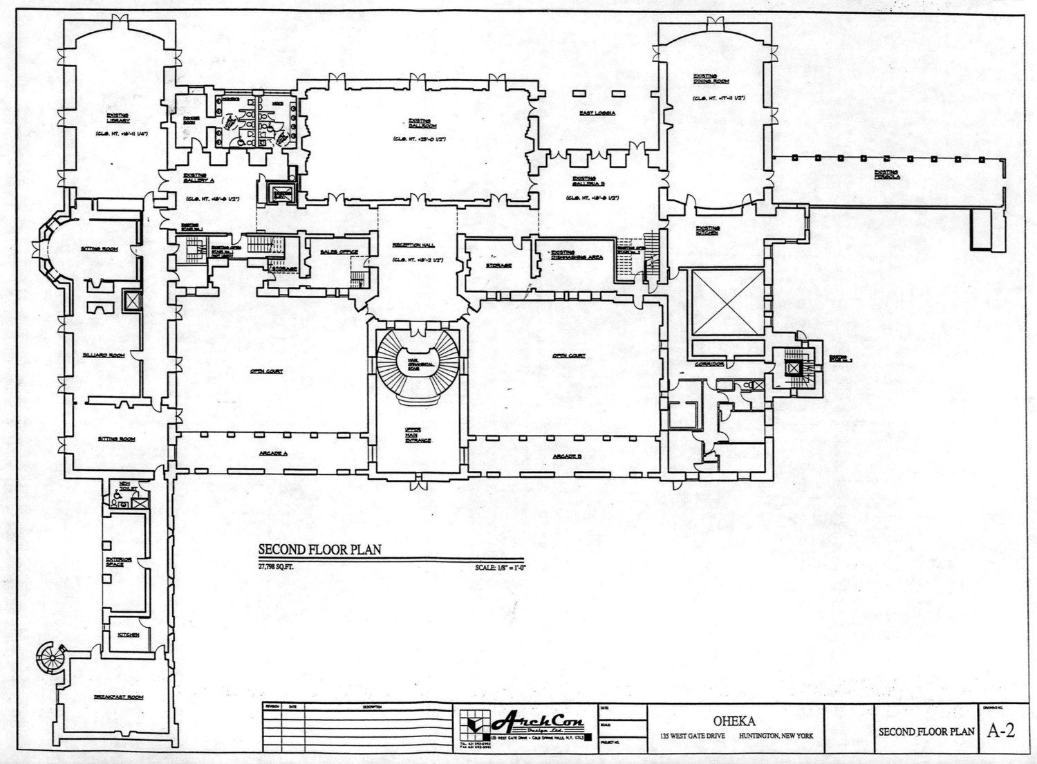 Oheka - Otto H. Kahn Estate, Cold Springs Hills New York Second Floor Plan (2002)