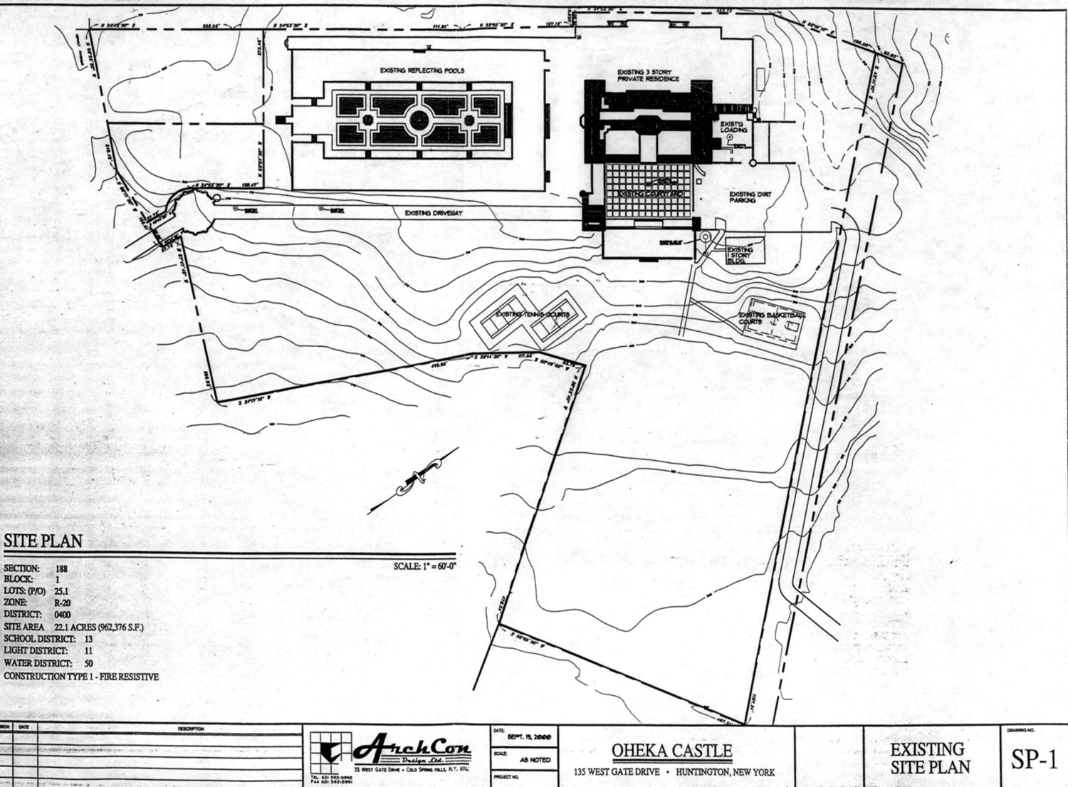 Oheka - Otto H. Kahn Estate, Cold Springs Hills New York Property Site Plan (2002)