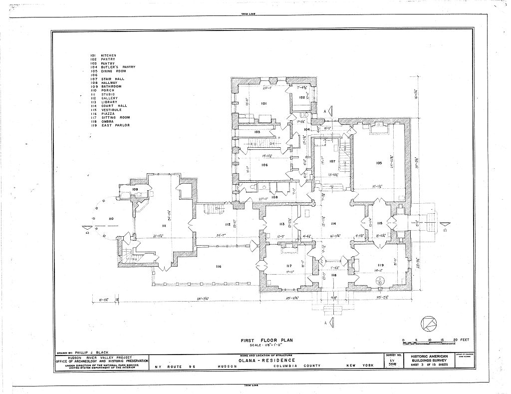 Olana - Frederic Edwin Church House, Hudson New York First Floor Plan