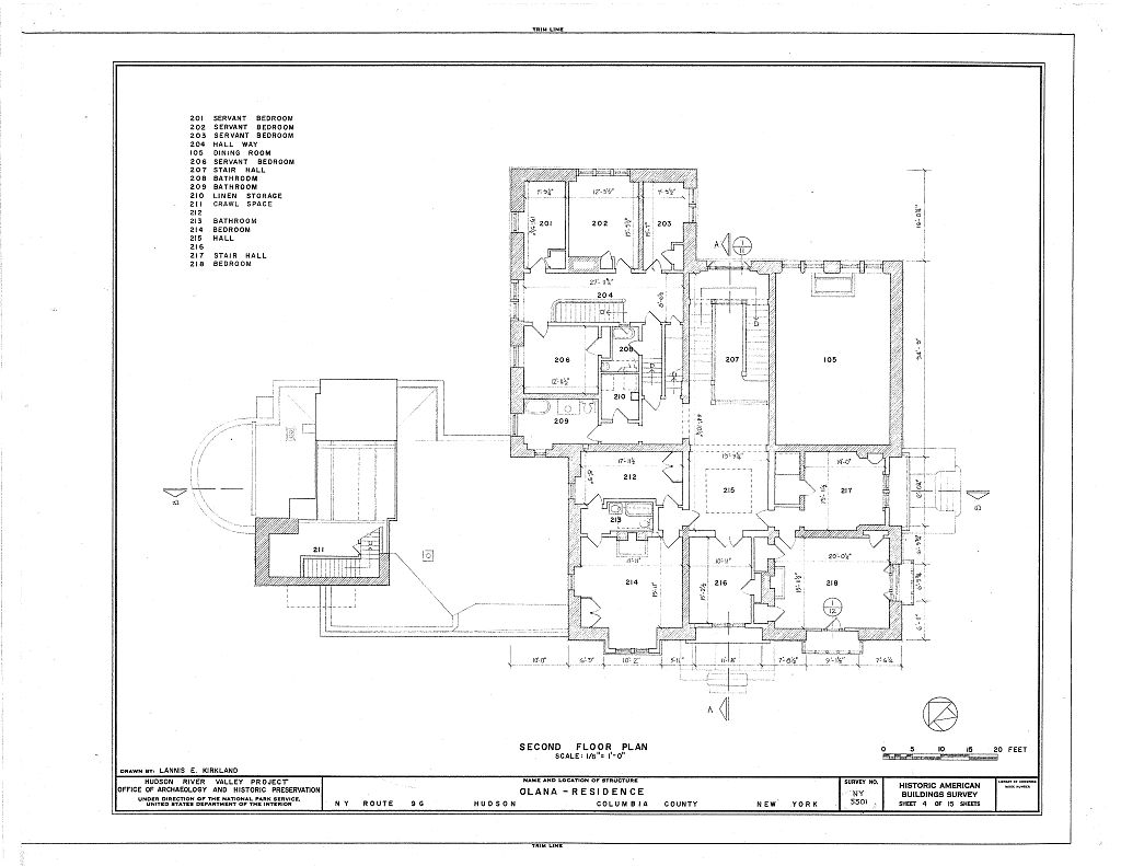 Olana - Frederic Edwin Church House, Hudson New York Second Floor Plan