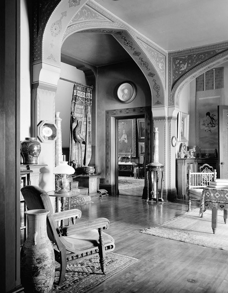 Olana - Frederic Edwin Church House, Hudson New York FROM LIBRARY DOOR TOWARDS DINING ROOM, LOOKING EAST 1969