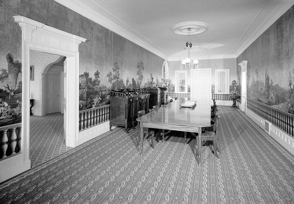 Lindenwald Mansion - Martin Van Buren House, Kinderhook New York INTERIOR, FIRST FLOOR, DUPLICATE VIEW OF DINING ROOM WITH DOORWAY INTO THE SOUTH PARLOR IN FOREGROUND, LOOKING FROM THE SOUTHEAST TO THE NORTHWEST GENERALLY