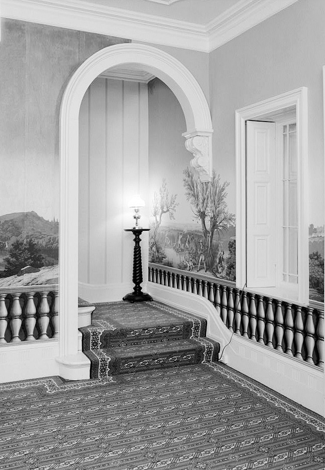 Lindenwald Mansion - Martin Van Buren House, Kinderhook New York INTERIOR, FIRST FLOOR, DETAIL VIEW OF THE WEST CORNER OF THE DINING ROOM SHOWING PART OF THE SOUTHWEST WALL AND ENTRANCE TO STAIR