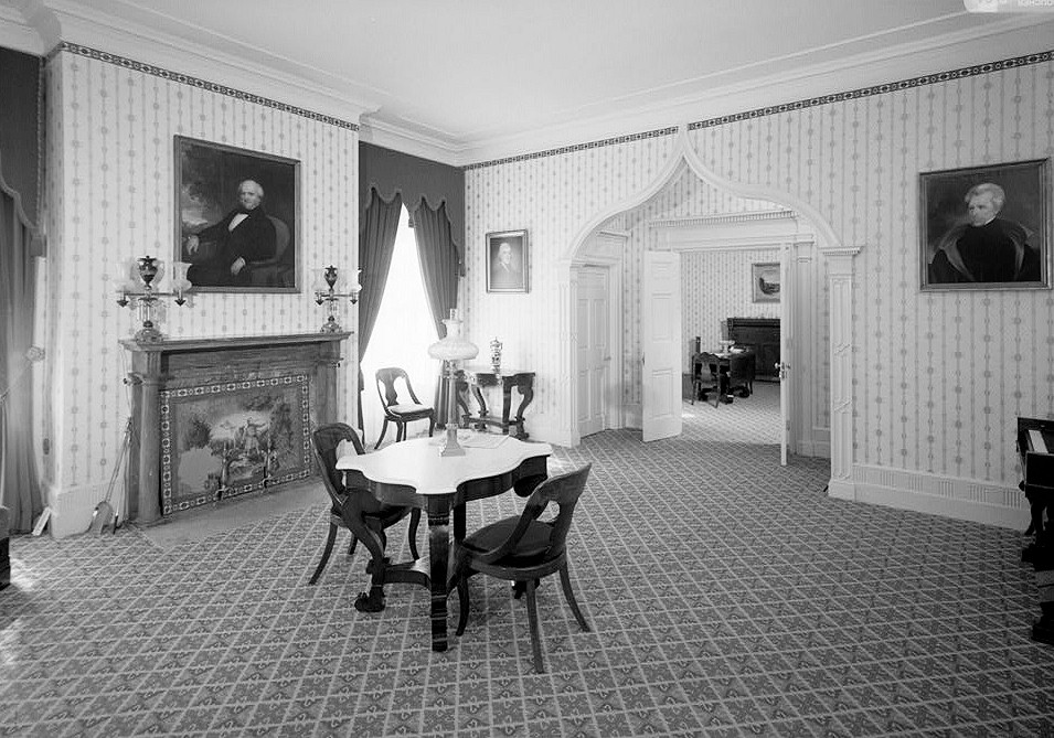 Lindenwald Mansion - Martin Van Buren House, Kinderhook New York INTERIOR, FIRST FLOOR, VIEW FROM EAST CORNER OF THE SOUTH PARLOR TO SHOW BOTH THE OGEE ARCH AND THE FIREPLACE