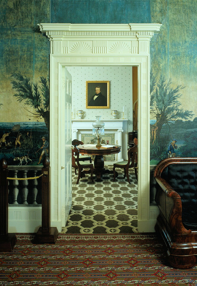 Lindenwald Mansion - Martin Van Buren House, Kinderhook New York INTERIOR, FIRST FLOOR, DETAIL VIEW OF DOOR LOOKING FROM HALL INTO PARLOR IN THE EASTERN CORNER OF THE HOUSE