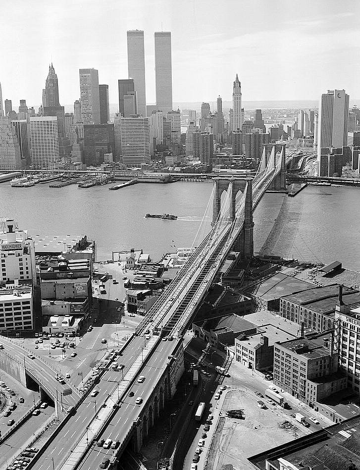 The Brooklyn Bridge, New York New York View Looking NW towards Manhattan (1978)