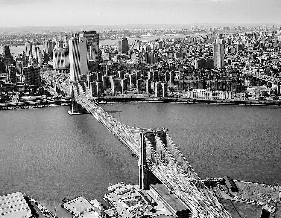 The Brooklyn Bridge, New York New York View Looking N towards Manhattan (1978)