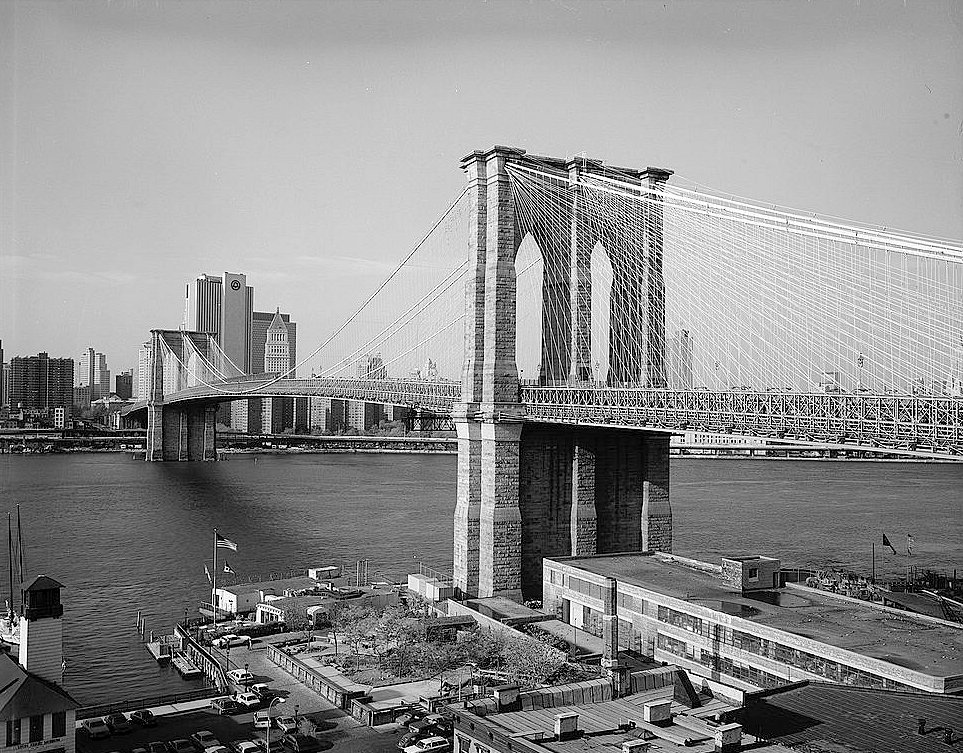 The Brooklyn Bridge, New York New York View Looking N with Former Brooklyn Ferry Slip in Foreground (1982)