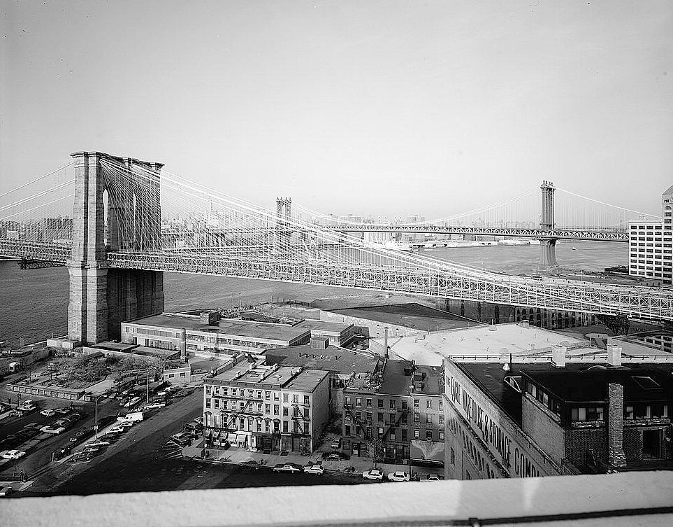 The Brooklyn Bridge, New York New York View Looking NE at Brooklyn Tower Showing Approach Span (1982)