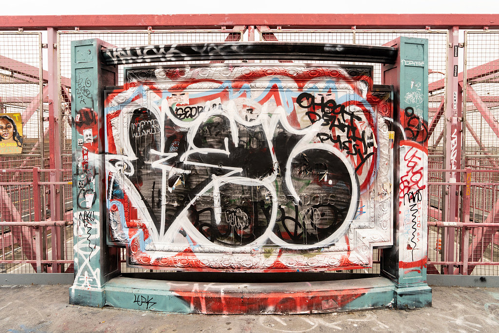 Williamsburg Bridge, New York New York Underneath the layers of graffiti people can barely read Department of Bridges. Williamsburg Bridge, Manhattan side (2021)