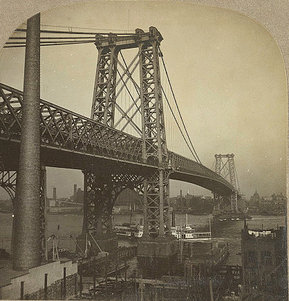 Williamsburg Bridge, New York New York The new Williamsburg Bridge over East River, from New York City (1907)