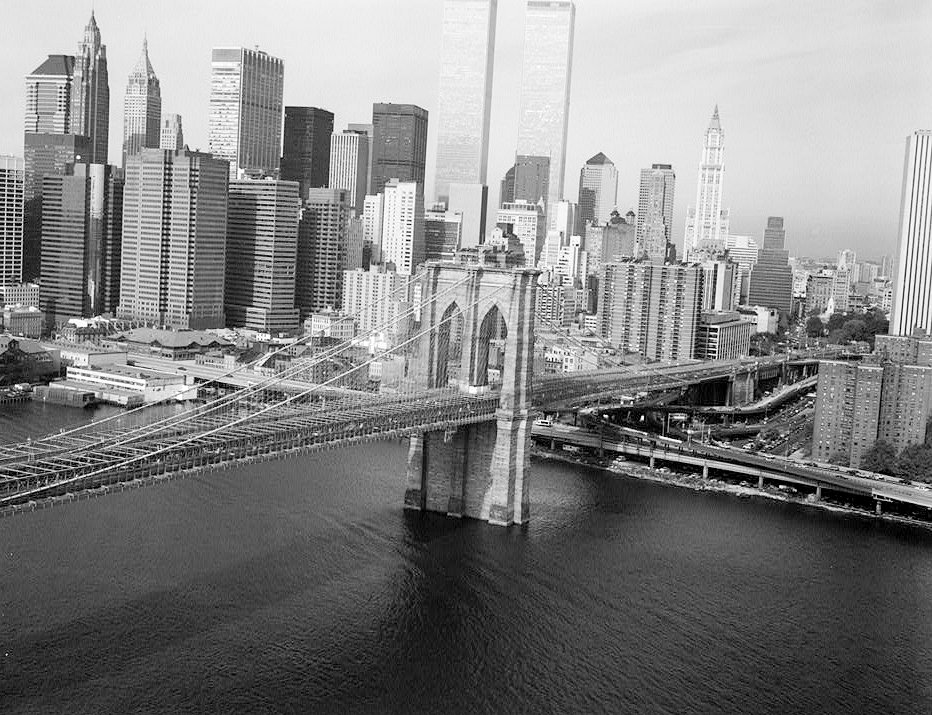 The Brooklyn Bridge, New York New York Brooklyn Bridge, Manhattan Tower View Looking West (1991)