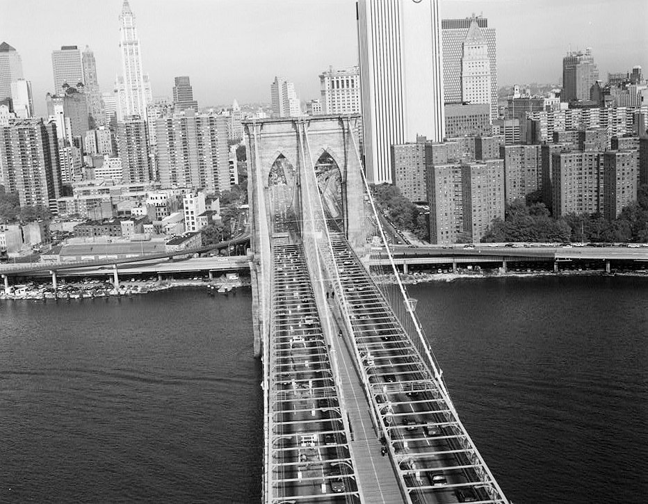 The Brooklyn Bridge, New York New York Manhattan Tower Looking West (1991)