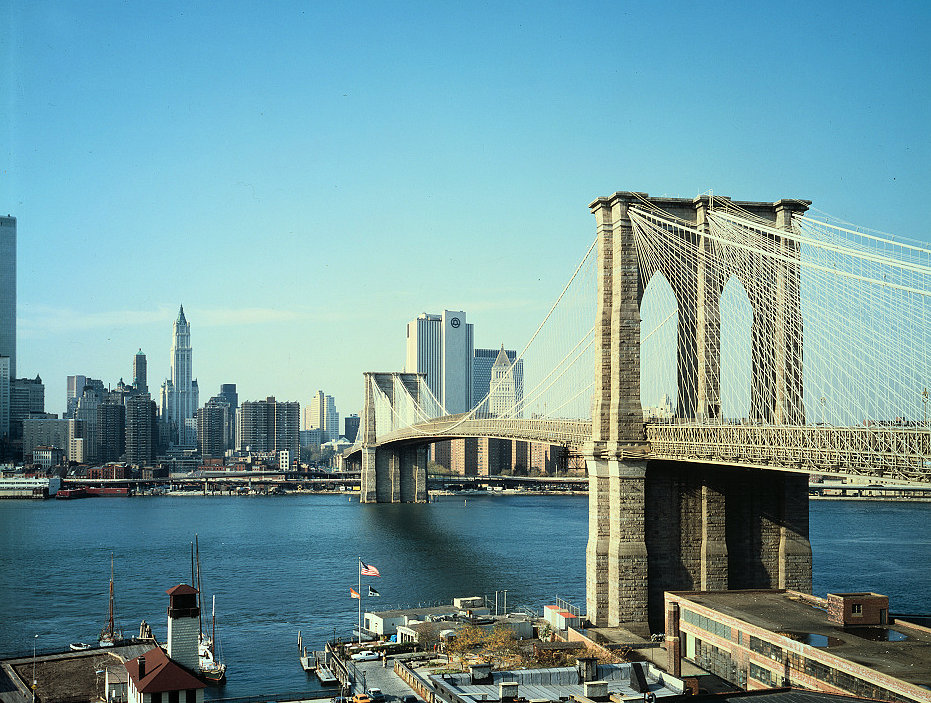 The Brooklyn Bridge, New York New York View Looking North with Former Brooklyn Ferry Slip in Foreground (1982)