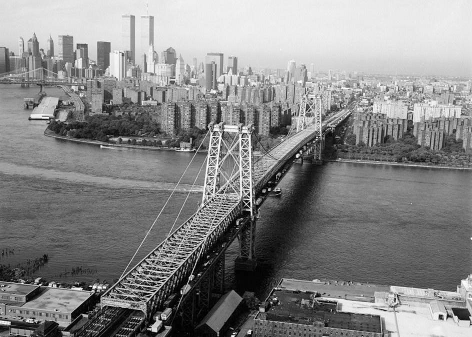 Williamsburg Bridge, New York New York Williamsburg Bridge, Roadway and Manhattan Skyline (1991)