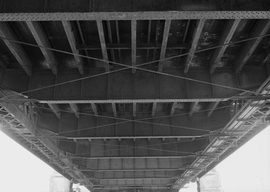 Macombs Dam Bridge, New York City New York 1994 View of swing span floor framing, looking east from pivot pier