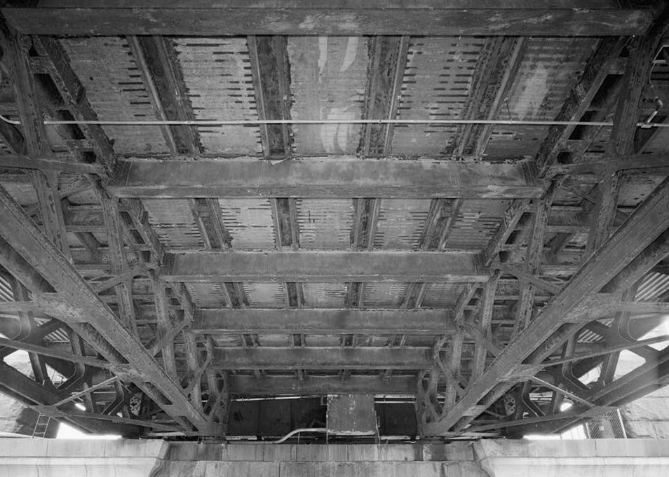 Macombs Dam Bridge, New York City New York 1994 View of underside of span 38 trusses and framing