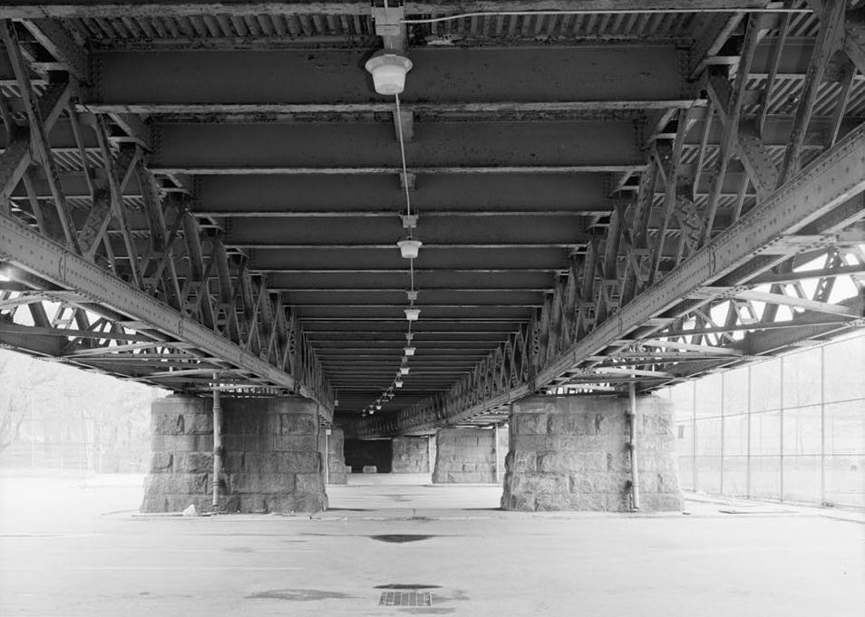 Macombs Dam Bridge, New York City New York 1994 View of underside of trusses on Jerome Avenue approach