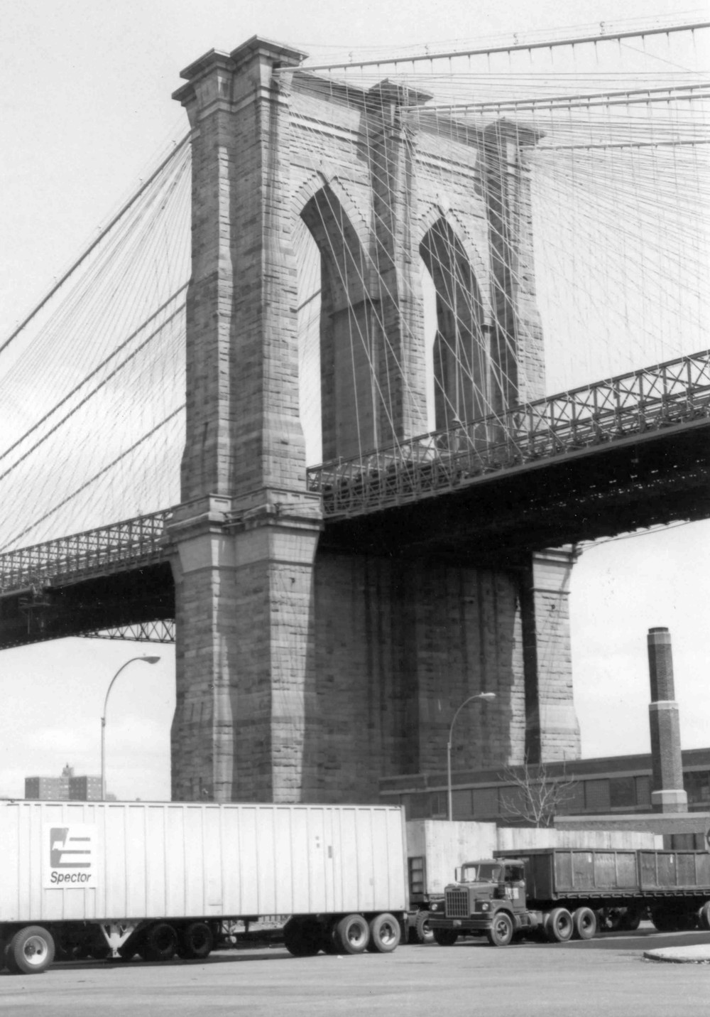 The Brooklyn Bridge, New York New York Detail of end tower (1975)