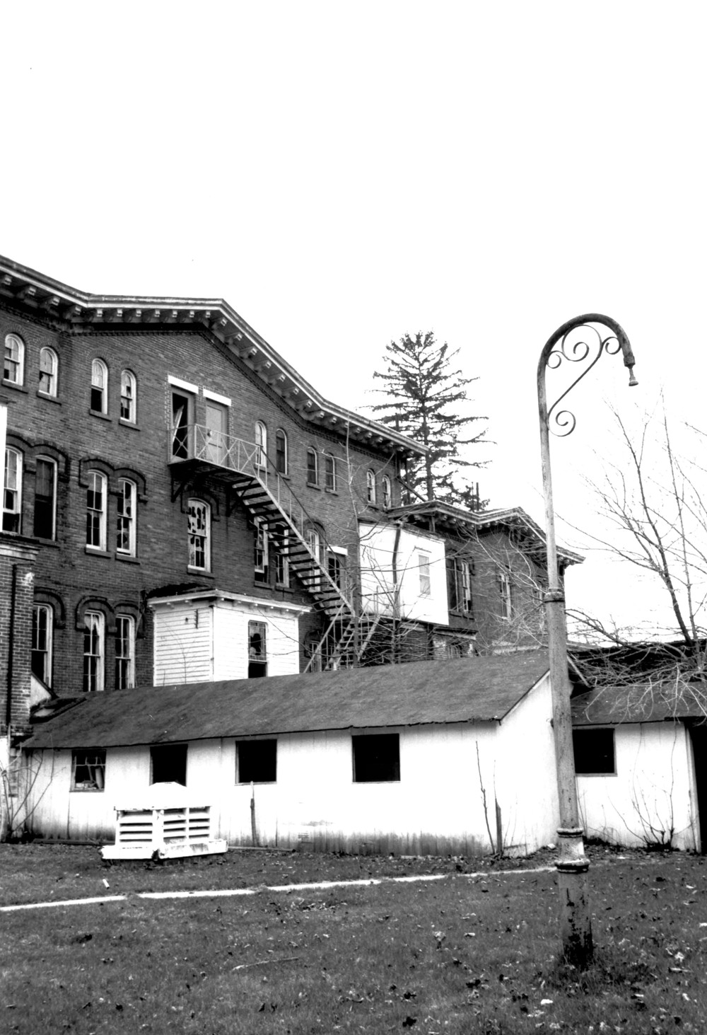 Poughkeepsie Almshouse and City Infirmary, Poughkeepsie New York Rear of west wing and central block Almshouse (1978)