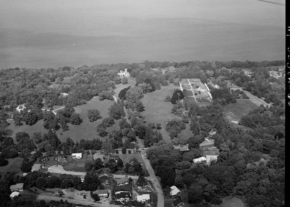 Lyndhurst Mansion, Tarrytown New York AERIAL VIEW OF PROPERTY FROM EAST