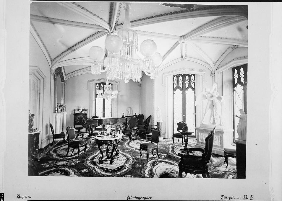 Lyndhurst Mansion, Tarrytown New York OLD PHOTOGRAPH OF VIEW OF PARLOR, LOOKING SOUTHEAST, N.D.