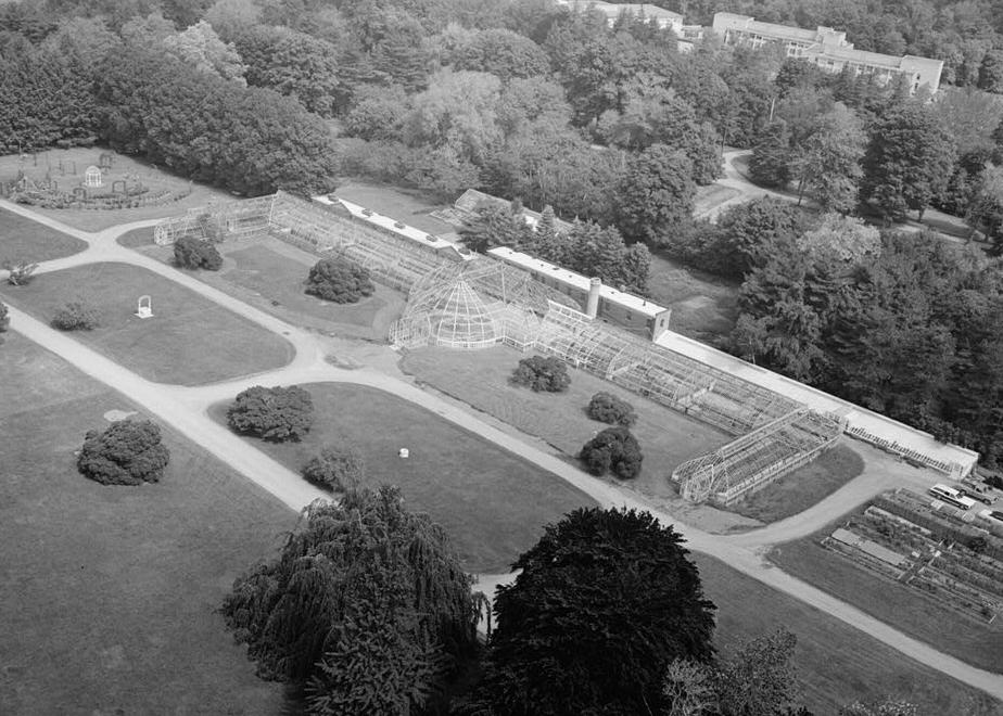 Lyndhurst Mansion, Tarrytown New York AERIAL VIEW OF VIEW OF GREENHOUSE AREA