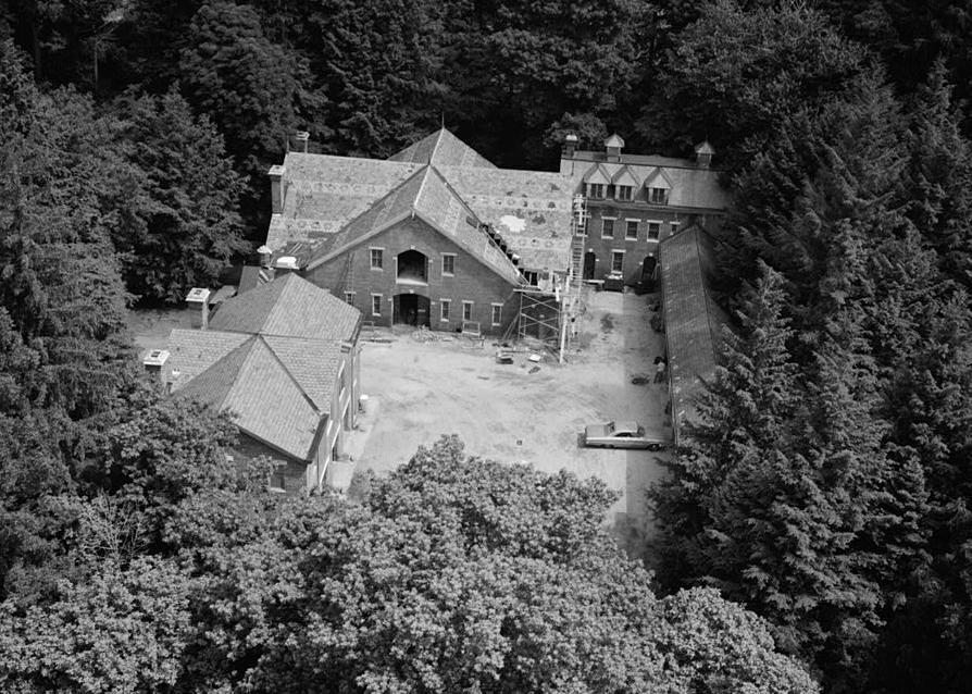 Lyndhurst Mansion, Tarrytown New York AERIAL VIEW OF STABLE