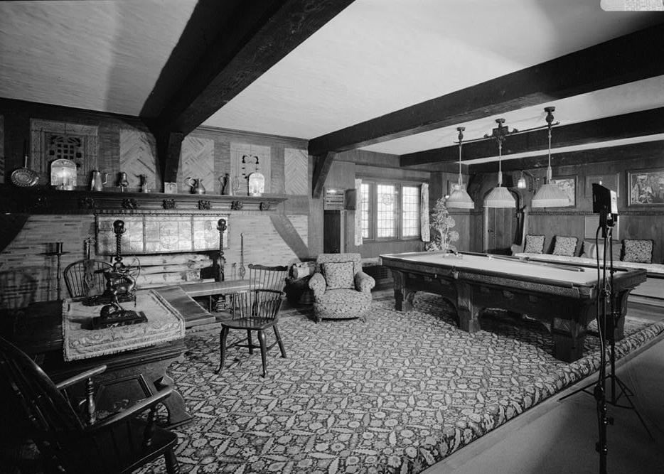 Stan Hywet Hall, Akron Ohio 1982 BILLIARD ROOM, LOOKING NORTH, OFFICE WING