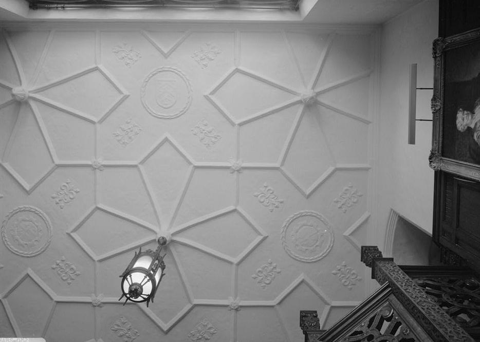 Stan Hywet Hall, Akron Ohio 1982 DETAIL OF CEILING IN STAIR HALL