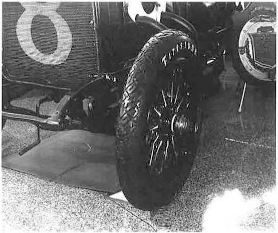 Firestone Tire and Rubber Company, Akron Ohio The first angular non-skid tire (1908)