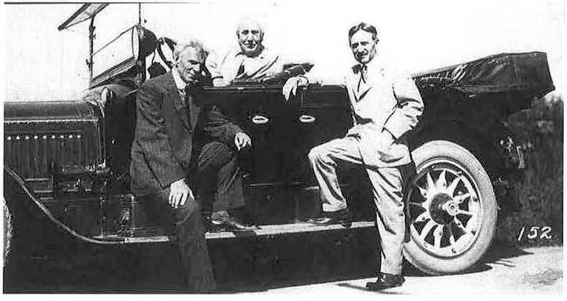 Firestone Tire and Rubber Company, Akron Ohio Harvey S. Firestone, Henry Ford, and Thomas Edison on camping trip (1918)