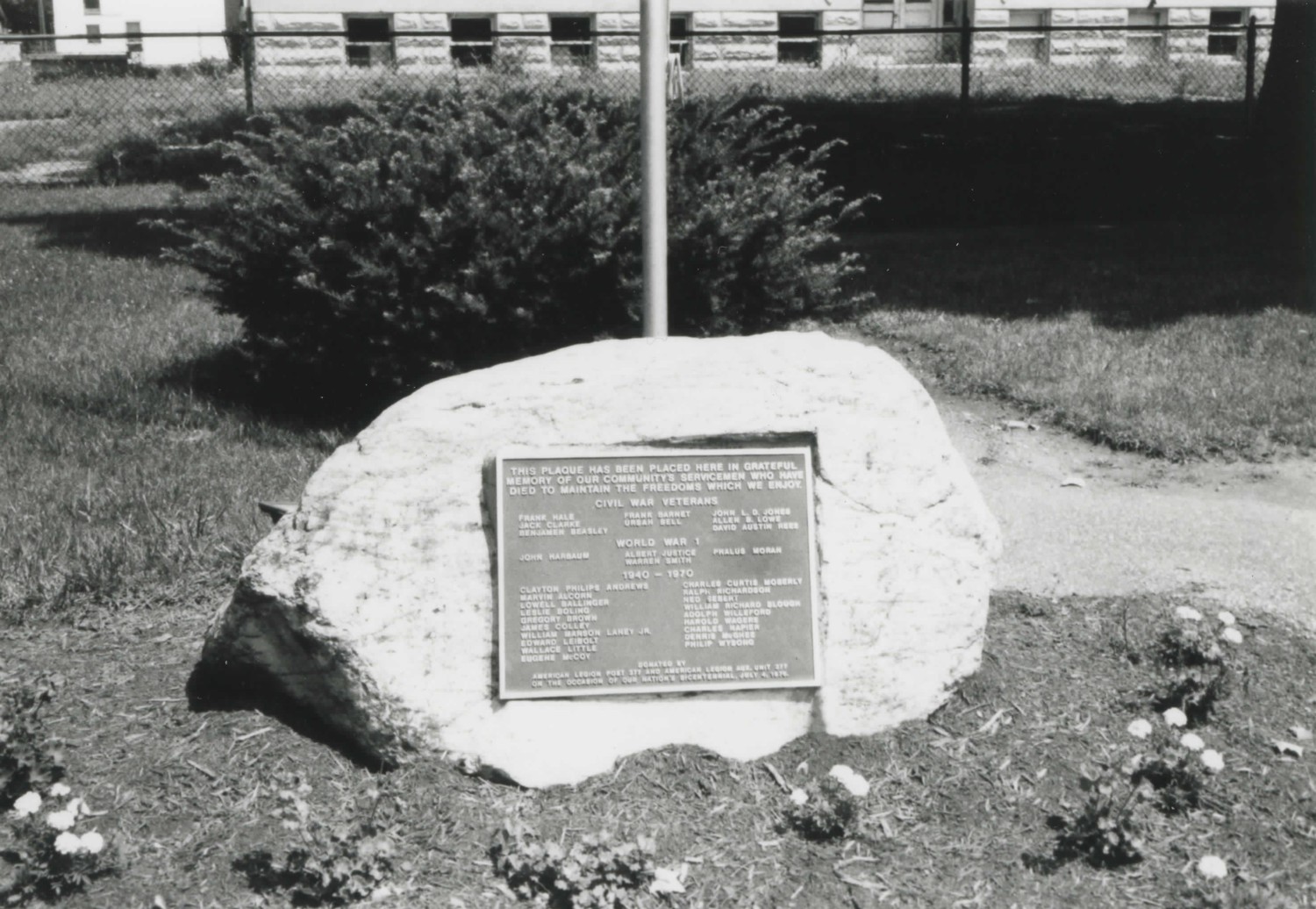 Camden Public School, Camden Ohio War Veterans Memorial, southwest corner of site (1997)