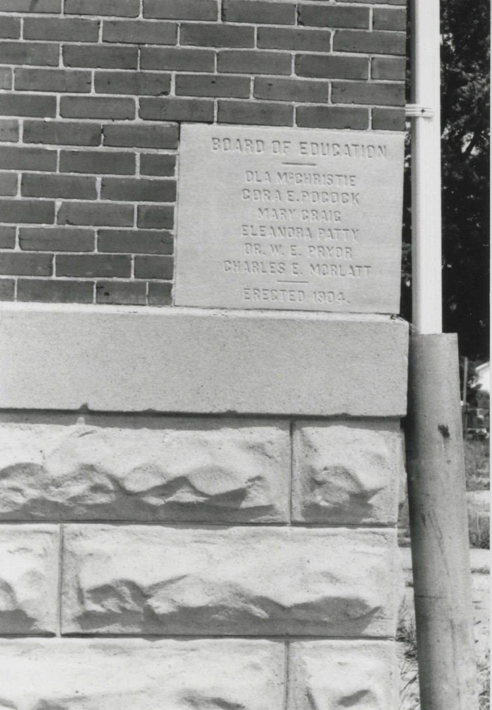Camden Public School, Camden Ohio Memorial plaque southeast corner of south side of building (1997)