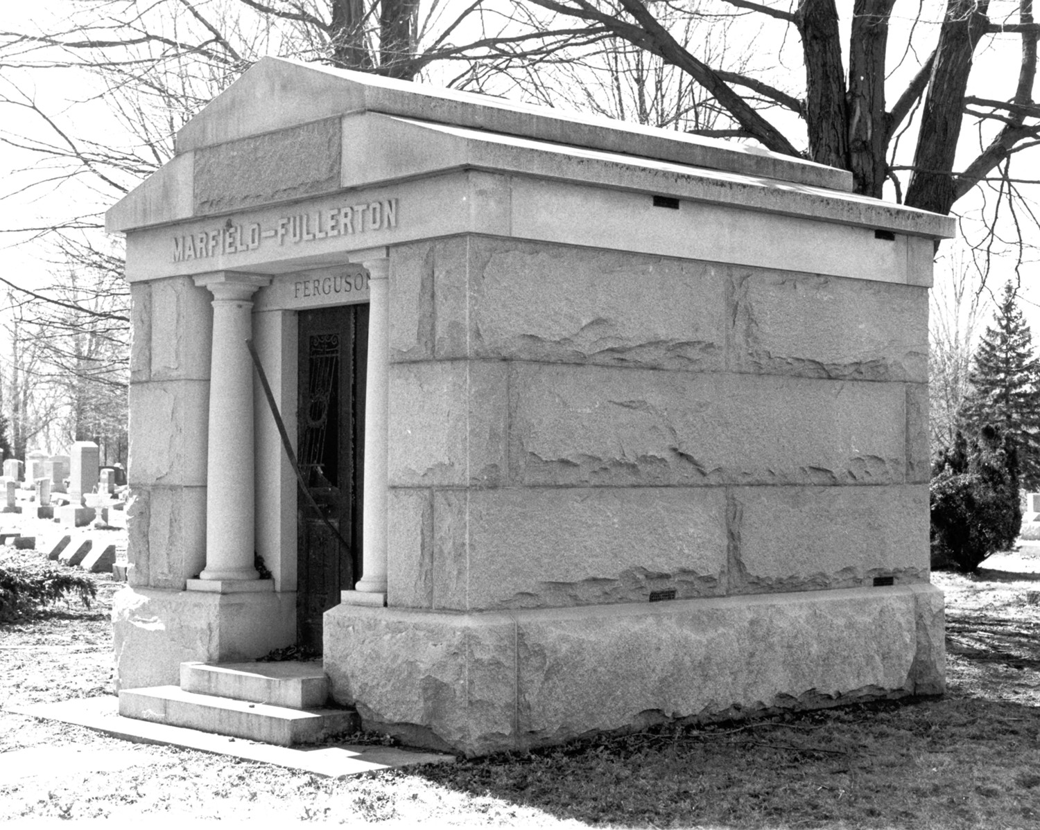 Grandview Cemetery, Chillicothe Ohio Marfield-Fullerton-Ferguson Mausoleum - One of many Greek Revival Mausoleums (1978)