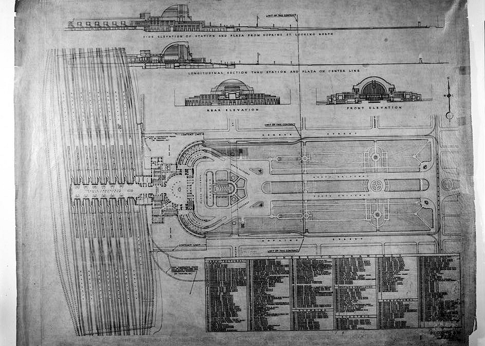 Cincinnati Union Terminal, Cincinnati Ohio original architects drawings PLOT PLAN, JUNE 1, 1931