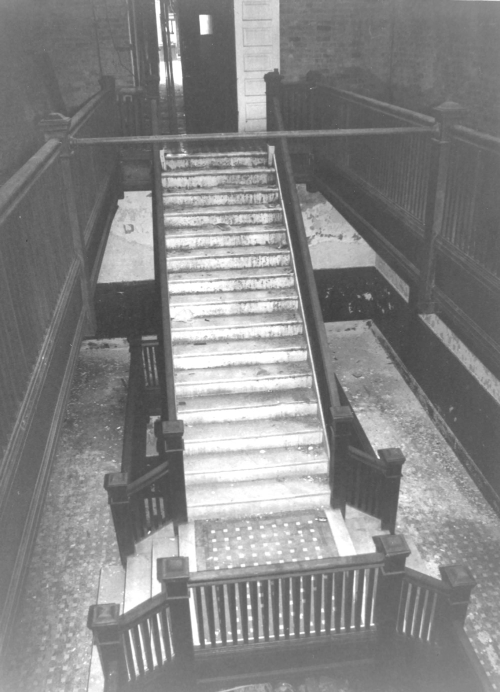 The Alexandra Apartments Building, Cincinnati Ohio Main staircase at first floor looking down from second floor (1996)