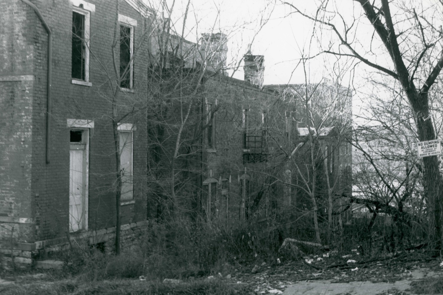 Madam Fredin's Eden Park School & Houses, Cincinnati Ohio Looking west at rear of 922-932 building (1978)