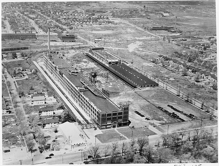 Cleveland Chandler Auto Company, Cleveland Ohio Copy of early 20<sup>th</sup> century photograph, an aerial view, showing the plant from the south looking north