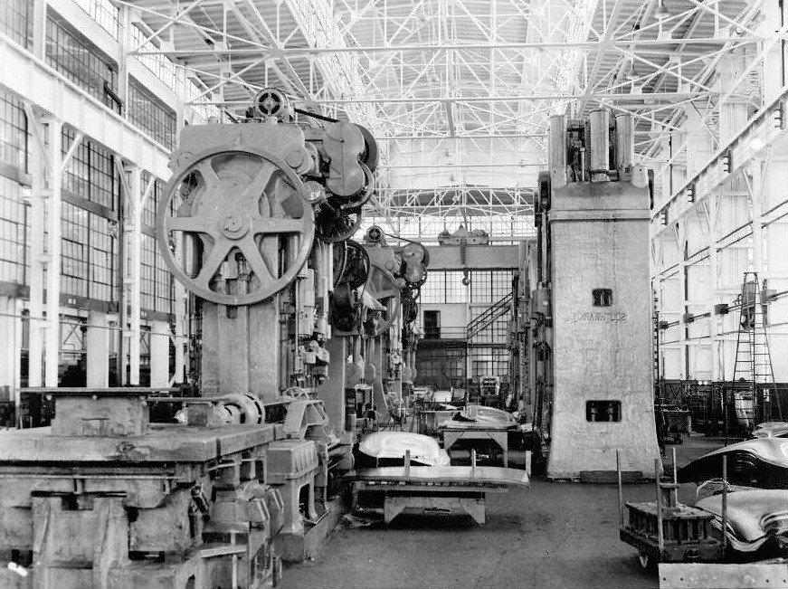 Fisher Body Company, Cleveland Ohio Mid-20<sup>th</sup> century photograph shewing interior of press building.